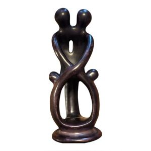 Brown Abstract Bonding Family of Four Soapstone Sculpture Handmade Kenya